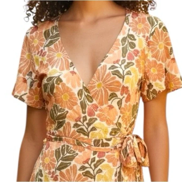 Marine Layer Floral Wrap Maxi Dress XS - Picture 16 of 16